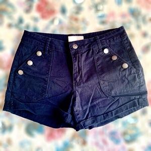 Black denim shorts